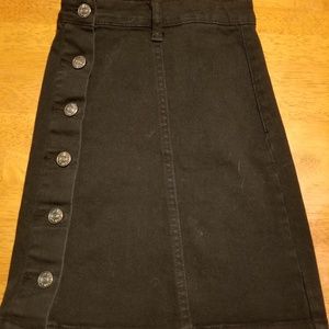 Black denim button-up skirt